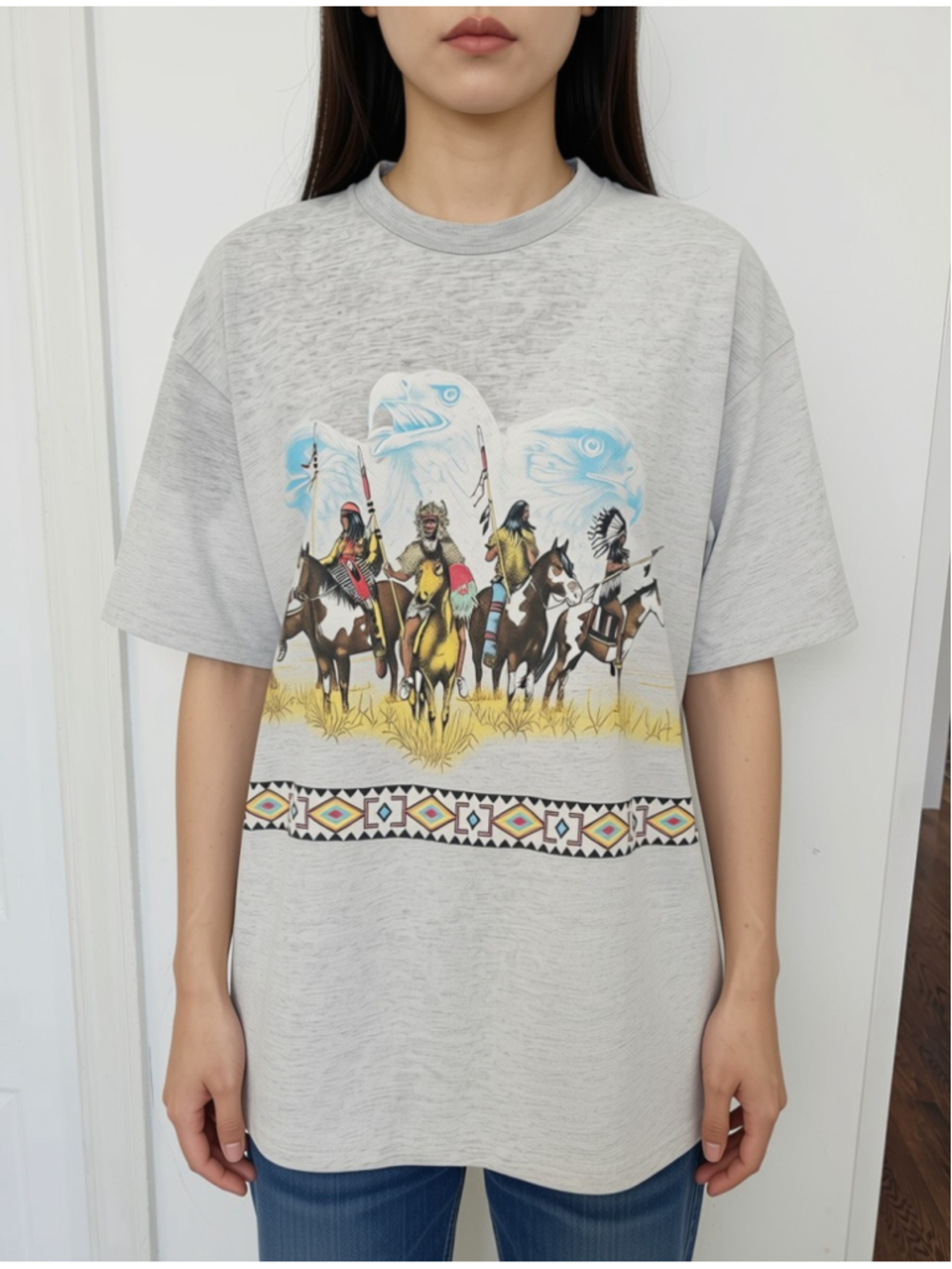 VINTAGE High Desert Shirt Mens Small Gray Native Americans Habitat 1991